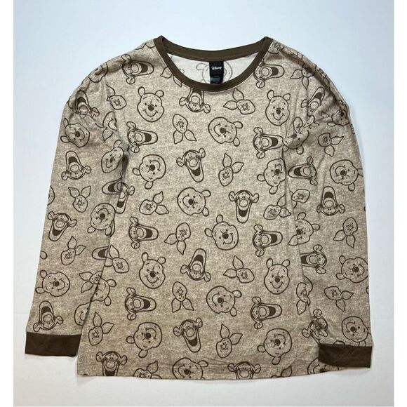 Disney Tan Brown Winnie The Pooh Long Sleeve Top Bottom Pajama Set Size Small - Picture 3 of 10